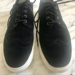 Brogue Men's Sneakers, Black Suede Sz 11, Grandpa Old Money Academia Collegiate